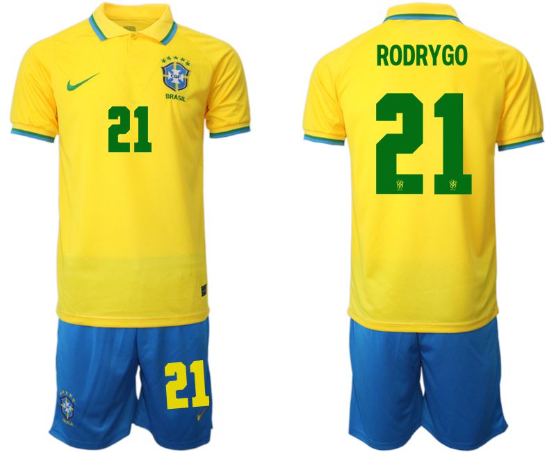 Men 2022 World Cup National Team Brazil home yellow #21 Soccer Jersey